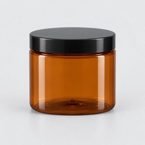 Tarro ámbar con tapa negra · 100 mL